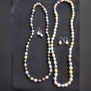 2 freshwater pearl necklaces & earrings